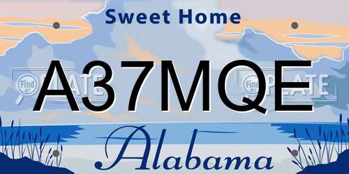 A37MQE Alabama License Plate