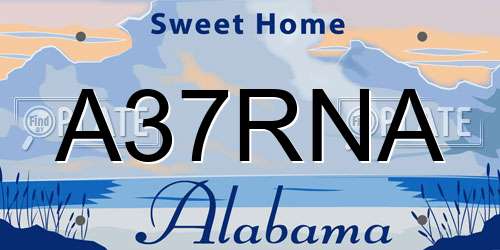 A37RNA Alabama License Plate