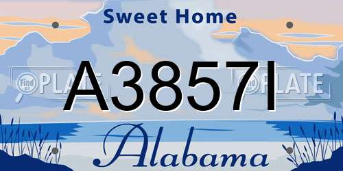 A3857I Alabama License Plate