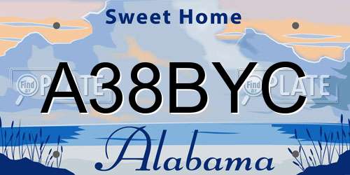 A38BYC Alabama License Plate