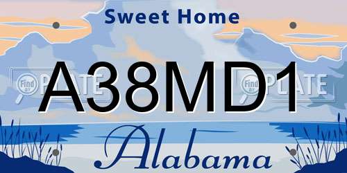 A38MD1 Alabama License Plate