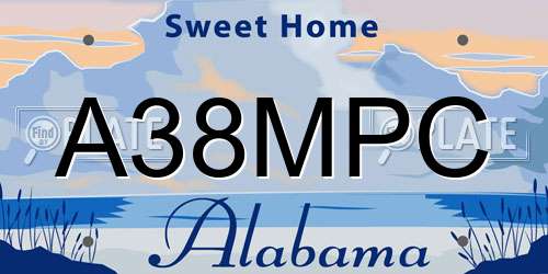 A38MPC Alabama License Plate