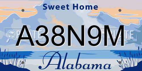 A38N9M Alabama License Plate