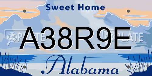 A38R9E Alabama License Plate