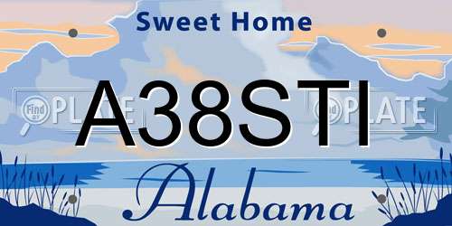 A38STI Alabama License Plate