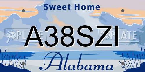 A38SZI Alabama License Plate