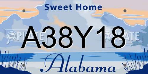 A38Y18 Alabama License Plate