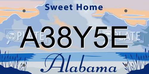 A38Y5E Alabama License Plate