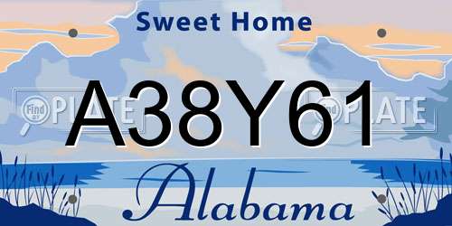 A38Y61 Alabama License Plate