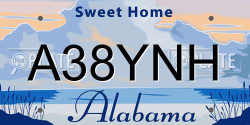 A38YNH Alabama License Plate