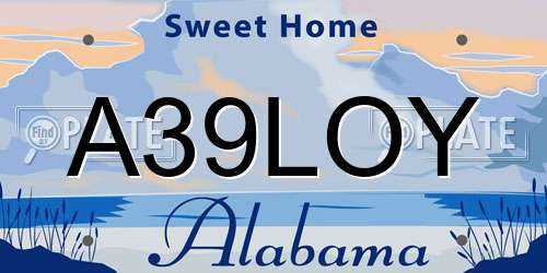 A39LOY Alabama License Plate