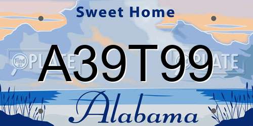 A39T99 Alabama License Plate
