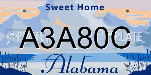 A3A80C Alabama License Plate