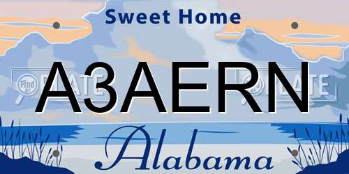 A3AERN Alabama License Plate
