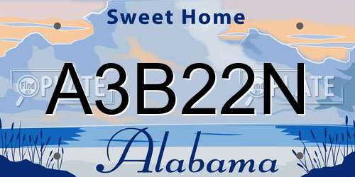 A3B22N Alabama License Plate