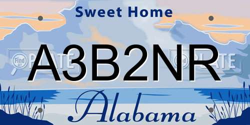 A3B2NR Alabama License Plate