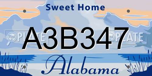 A3B347 Alabama License Plate
