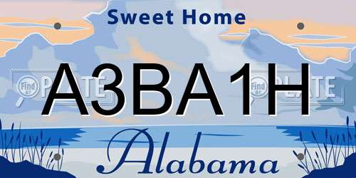 A3BA1H Alabama License Plate