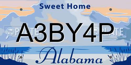 A3BY4P Alabama License Plate