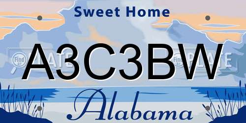 A3C3BW Alabama License Plate