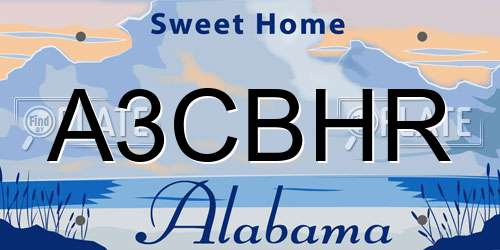A3CBHR Alabama License Plate
