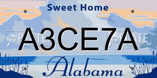 A3CE7A Alabama License Plate