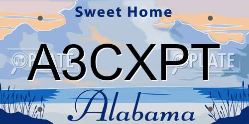 A3CXPT Alabama License Plate