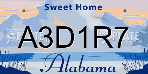 A3D1R7 Alabama License Plate
