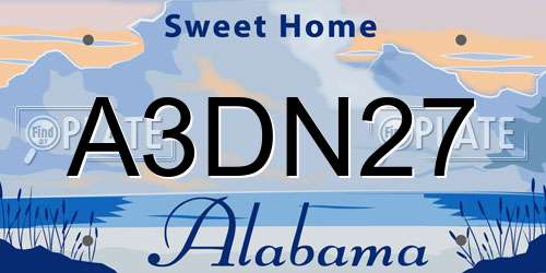 A3DN27 Alabama License Plate