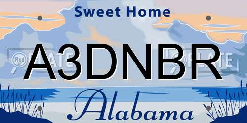 A3DNBR Alabama License Plate