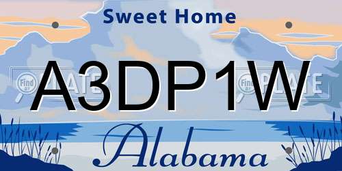 A3DP1W Alabama License Plate