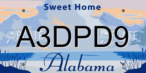 A3DPD9 Alabama License Plate