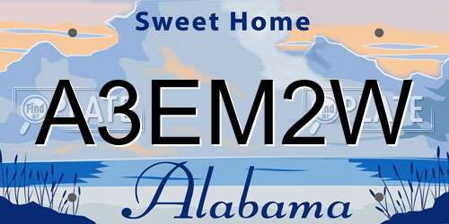 A3EM2W Alabama License Plate