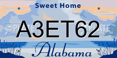 A3ET62 Alabama License Plate