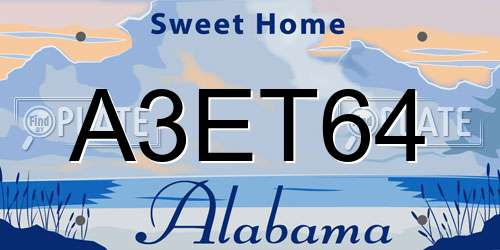 A3ET64 Alabama License Plate