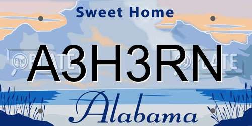 A3H3RN Alabama License Plate