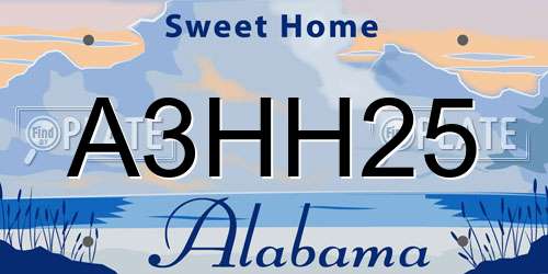 A3HH25 Alabama License Plate