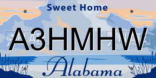 A3HMHW Alabama License Plate