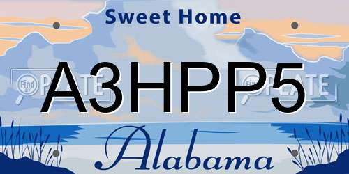 A3HPP5 Alabama License Plate