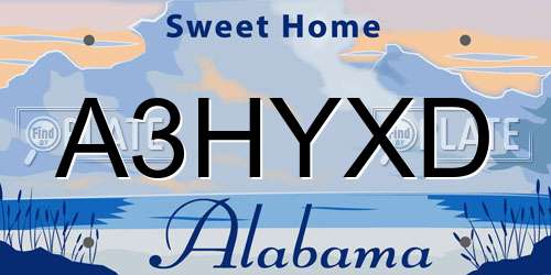 A3HYXD Alabama License Plate