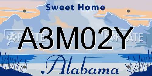 A3M02Y Alabama License Plate