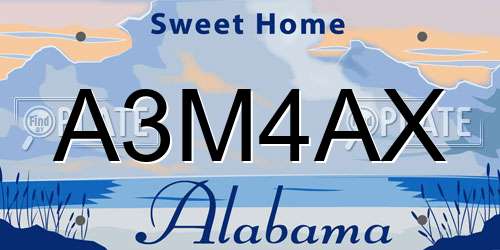 A3M4AX Alabama License Plate