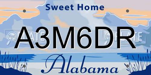 A3M6DR Alabama License Plate