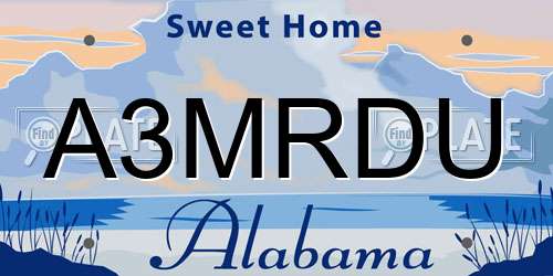 A3MRDU Alabama License Plate