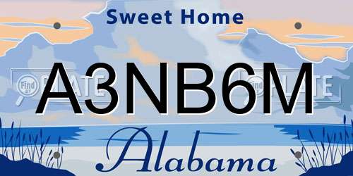 A3NB6M Alabama License Plate