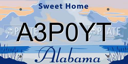 A3P0YT Alabama License Plate