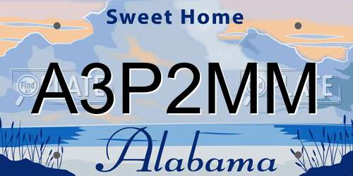 A3P2MM Alabama License Plate