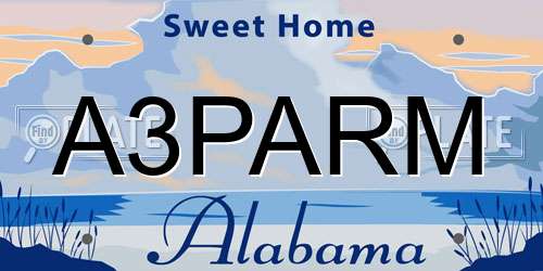 A3PARM Alabama License Plate