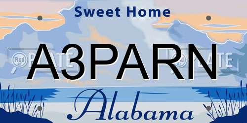 A3PARN Alabama License Plate