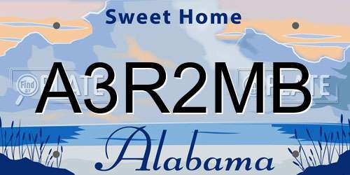 A3R2MB Alabama License Plate